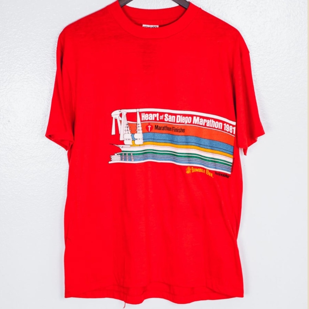 Vintage 80s "Heart of San Diego Marathon" Red T-shirt